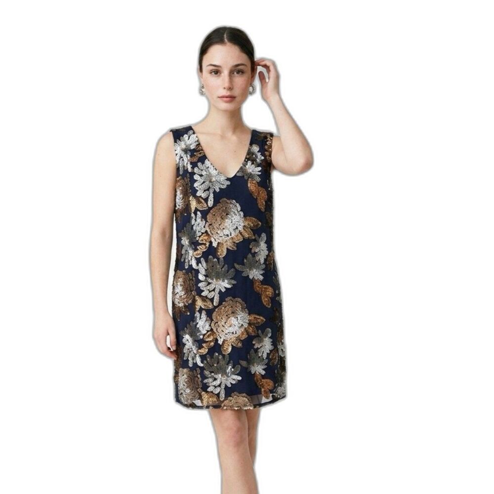 Francesca’s Alya Navy, Rose Gold And Silver Sequin Dress Size S.    CDRS084